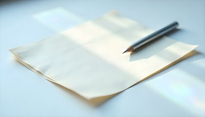 Blank paper with mechanical pencil isolated on white