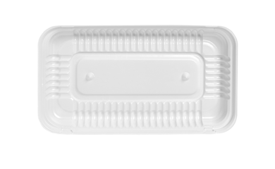 Empty white plastic food tray isolated on white background
