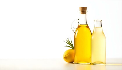 Bottle of olive oil and vinegar isolated on white background