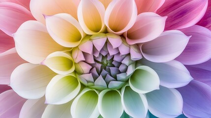 Pastel Rainbow Dahlia Flower Macro Photography