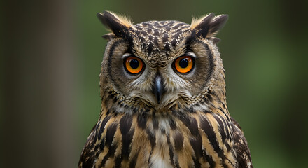 Obraz premium Majestic Eurasian Eagle Owl Portrait: A Close-Up View of a Wild Bird