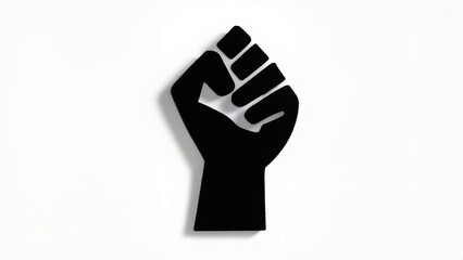 Silhouette of Svken hand clenched into a fist. The theme of protest, resistance.