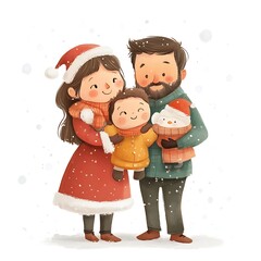 Fototapeta premium A heartwarming illustration of a family during the holiday season.
