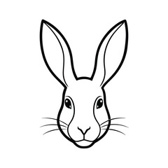 rabbit head with long vector line art 