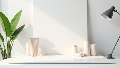 Clean, minimalist white backdrop for product display, product photography, product