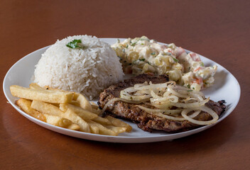 steak with rice