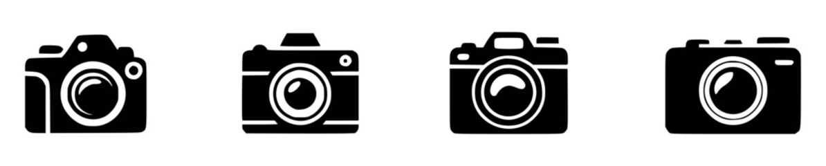 Set of black camera icons