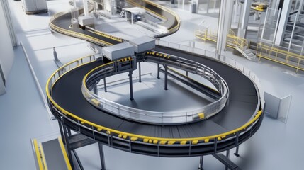 Modern Industrial Conveyor Belt System in a Manufacturing Facility