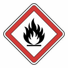 Flammable materials hazard sign, fire symbol, vector illustration, safety alert