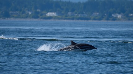 Fototapeta premium Orca Breaching: A Majestic Display of Marine Wildlife