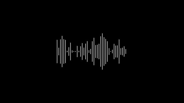 Line digital minimalist voice and symbol technology.Sound wave animation isolated on black background.he audio waves icon animates with vibrant, rhythmic pulses.