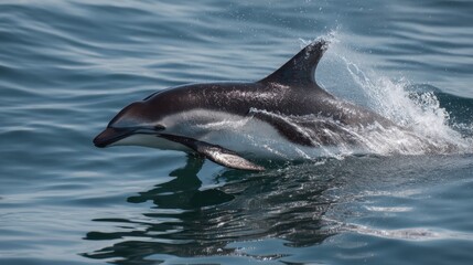 Fototapeta premium Dolphin Leaping from the Sea: A Moment of Marine Grace