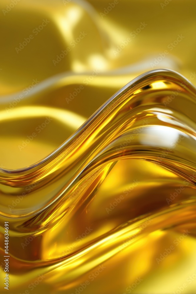 Poster abstract golden wave design with fluid motion and reflective surface creating luxurious and elegant 