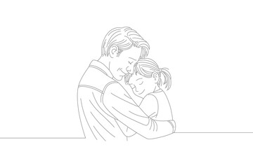  Father and Daughter Hug - Heartwarming Minimal Line Art