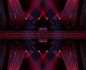 Abstract pattern, multi-colored kaleidoscope from photos stage light and smoke on stage, lighting...