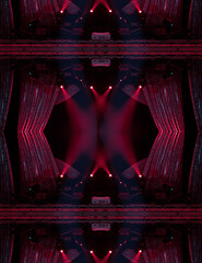 Abstract pattern, multi-colored kaleidoscope from photos stage light and smoke on stage, lighting...