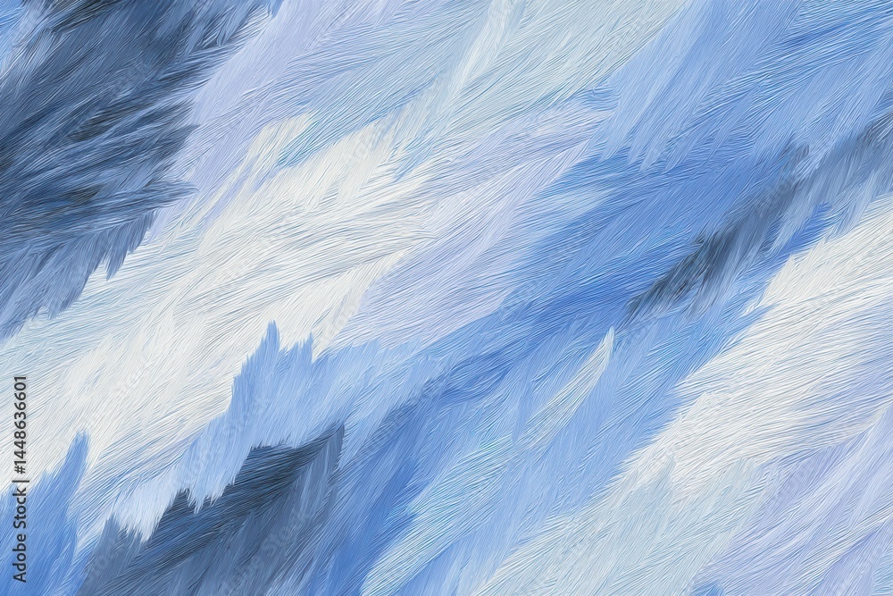 Poster abstract blue and white brushstroke painting with diagonal lines creating a serene and calming visua