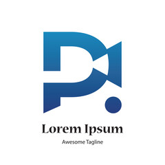 p letter camera included media type logo design icon