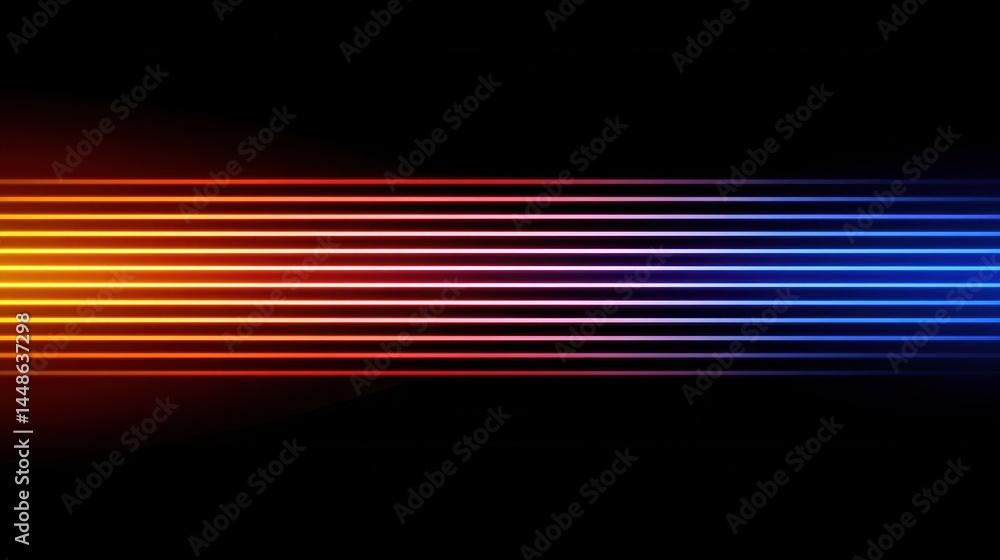 Poster abstract neon lines with gradient colors on dark background for modern technology and futuristic des