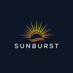 sunburst logo design, bright energy solar concept graphic vector