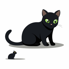 Vector art illustration of a cat hunting a mouse