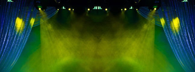 stage light with colored spotlights and smoke, concert and theatre scene 