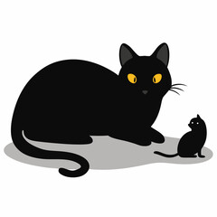 Vector art illustration of a cat hunting a mouse