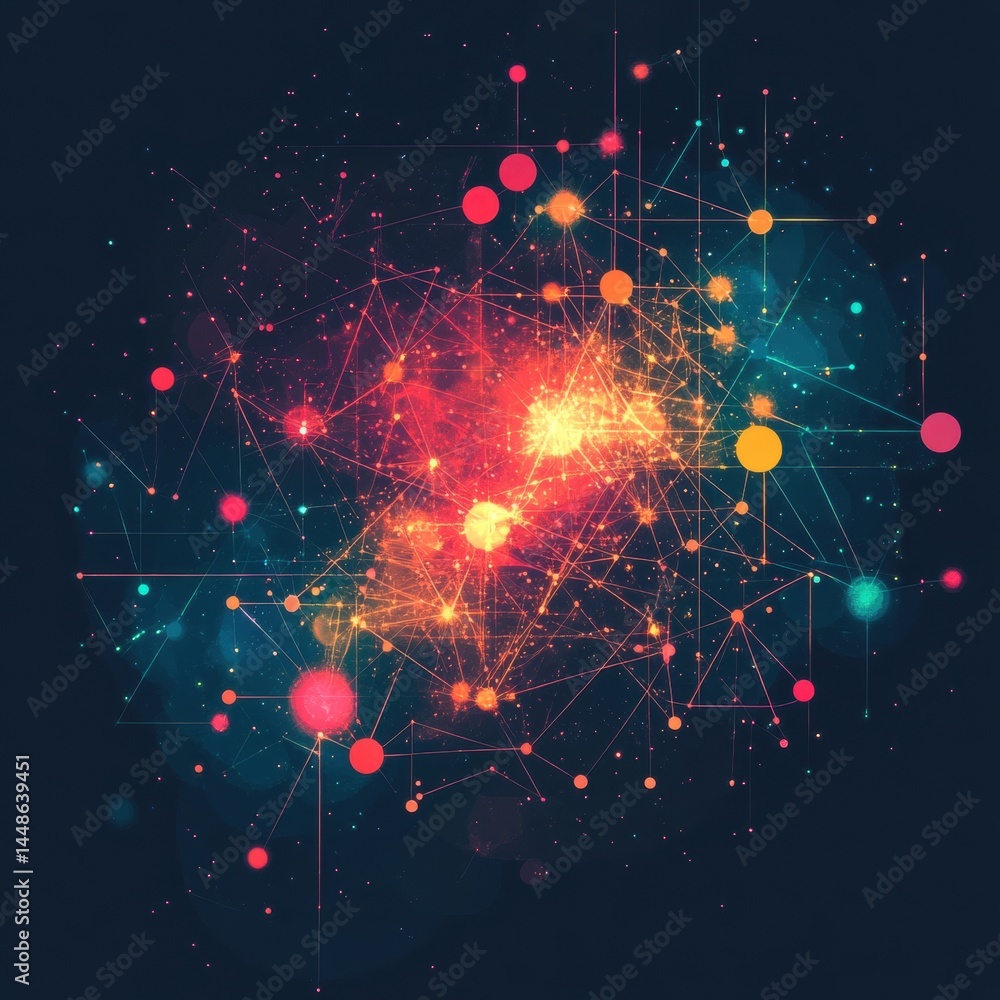 Aufkleber abstract network connection background with glowing nodes and lines creating a futuristic feel and a