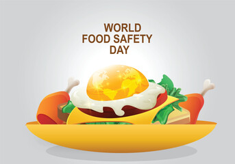 world food safety day Vector Illustrator. World egg day creative artwork with light backgrounds .Healthy egg burger symbol of food safety square poster design.