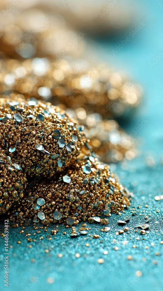 Poster abstract shimmering golden texture on turquoise surface creating a luxurious and festive atmosphere 