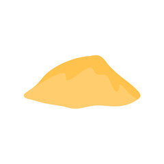 Pile of sand illustration. Heap of sand mound, desert or beach dune cartoon style. Construction material.