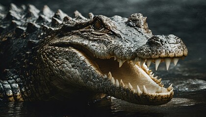 Obraz premium Crocodile's open jaws in water