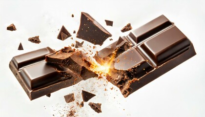 Dark chocolate bar exploding