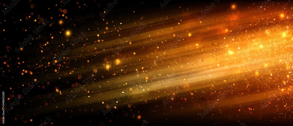 Aufkleber golden light streaks and bokeh particles create a vibrant and magical abstract background for festiv