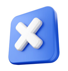 Obraz premium Clean and Minimalist 3D Blue Button with White Cross Symbol