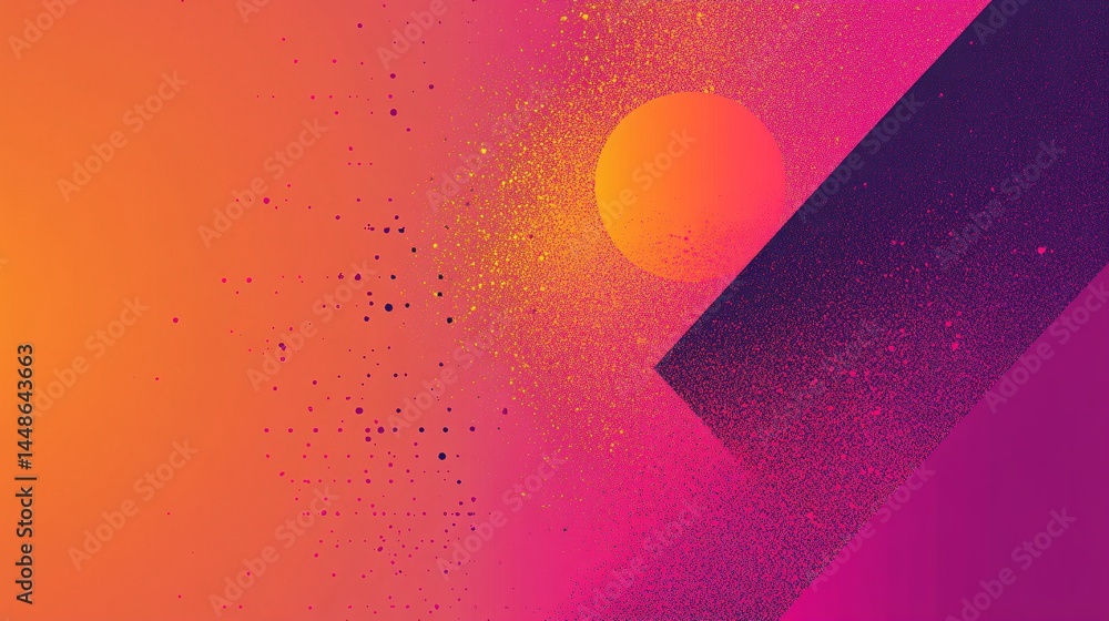 Poster vivid magenta and tangerine gradient with spritz effect in layers