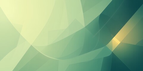 Fototapeta premium Abstract background with light green and dark green shapes and a golden light spot