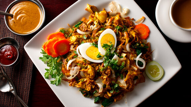 Delicious Kothu Roti: A savory street food with eggs, veggies, and spices.
