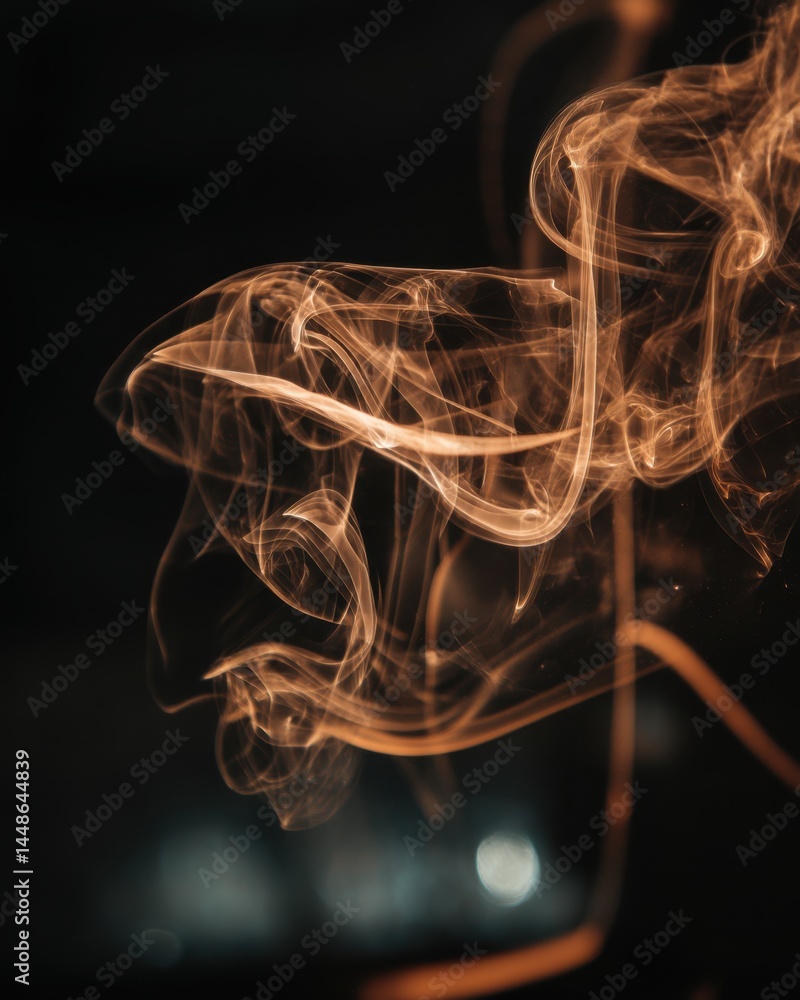 Poster ethereal smoke dances in the dark creating abstract patterns and a sense of mystery and intrigue wit