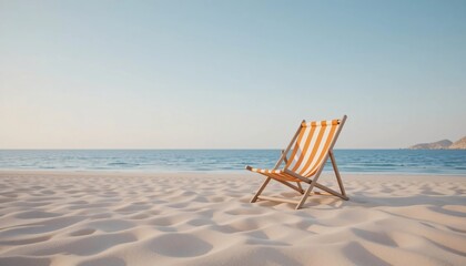 Solitary Beach Chair on a Tranquil Sandy Shoreline