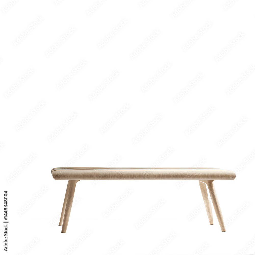 Aufkleber Scandinavian light birch bench with minimalist design, isolated on a empty plain background