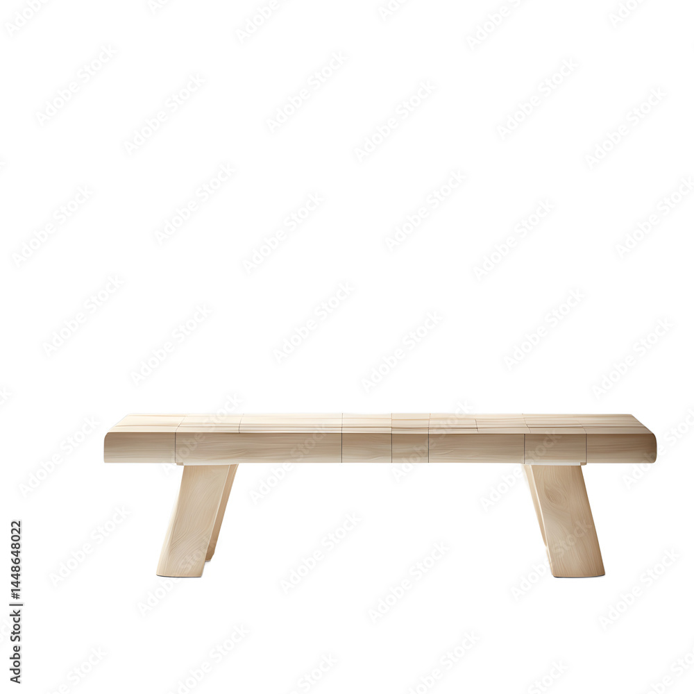 Leinwandbilder scandinavian light birch bench with minimalist design, isolated on a empty plain background