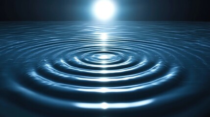 Radiating ripples on a dark water surface.