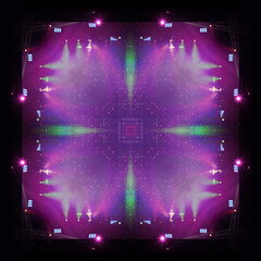 Abstract pattern, multi-colored kaleidoscope from photos stage light and smoke on stage, lighting...