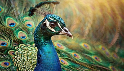 Peacock's head and train feathers