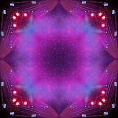 Abstract pattern, multi-colored kaleidoscope from photos stage light and smoke on stage, lighting...