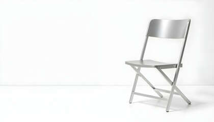 Fototapeta premium stainless folding chair on white with copy space