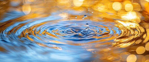 Water droplet impact creating ripples