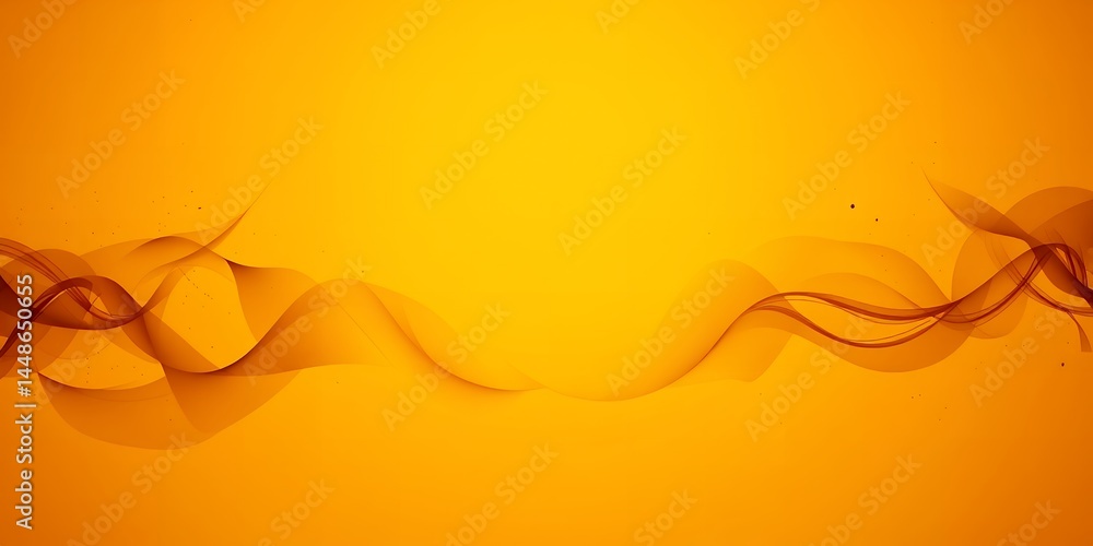 Poster abstract brown wavy lines on a vibrant orange background creating a dynamic and fluid design