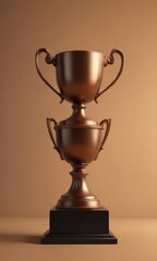 Fototapeta premium Modern vector silhouette of bronze trophy cup on gradient background , game, illustration